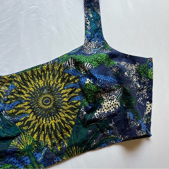 LE SIRENUSE blue tribal abstract tropical print cropped tank top - Picture 2 of 5